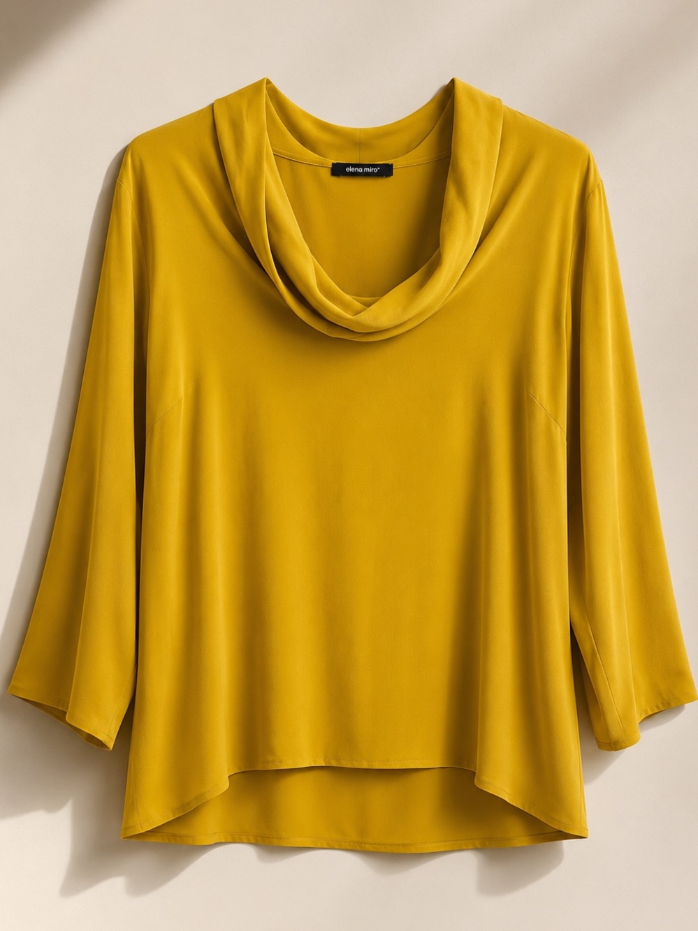 **NWOT** Elena Mirò Designer Silk Blend Cowl Neck Blouse |Mustard | Plus Size 16